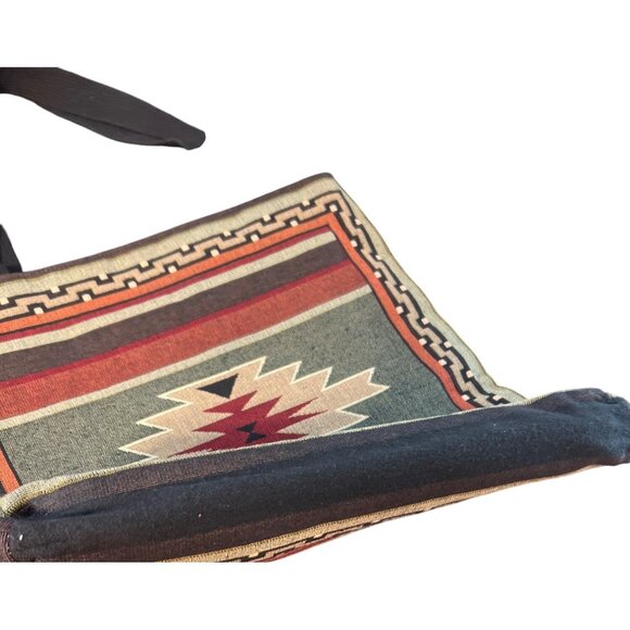 Vtg Acorn Studio Southwestern Woven Tote Bag Lined Black Double Handles Estate - Picture 4 of 6